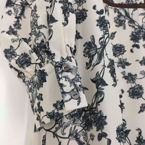 MULHOUSE ヴィンテージパターンプリントワンピース 花柄 パイピング ハーフボタン ワンピース レディース JPN:M