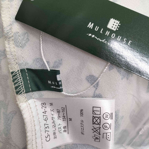 MULHOUSE ヴィンテージパターンプリントワンピース 花柄 パイピング ハーフボタン ワンピース レディース JPN:M