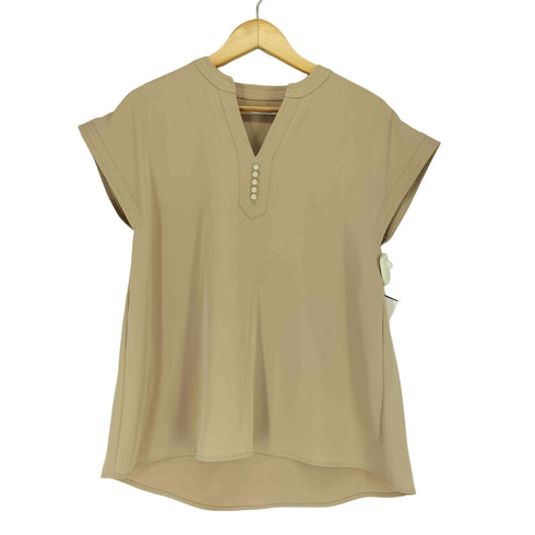 エマテイラー emma taylor 24SS イージーケアパール釦キーネックブラウス レディース FREE