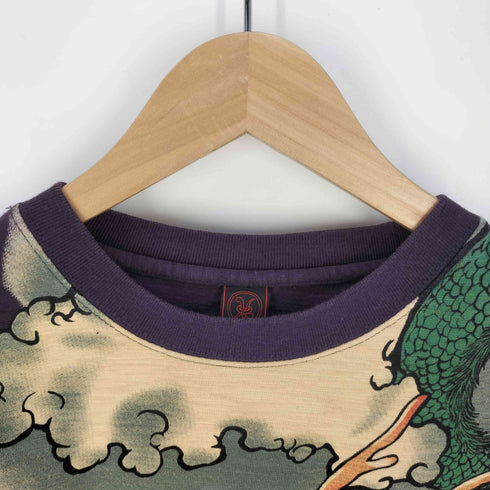 クロップドヘッズ CROPPED HEADS 和柄 ドラゴン 虎 プリント クルーネックTシャツ メンズ JPN:S