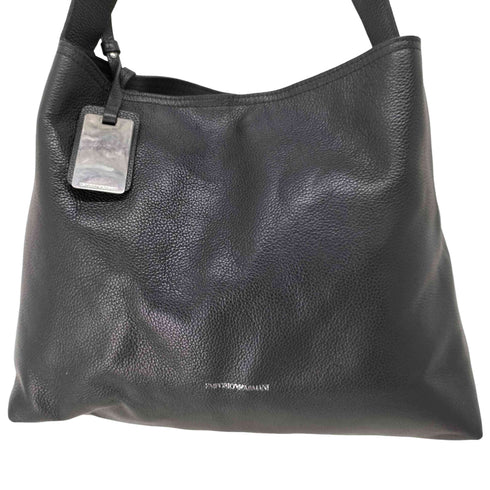 エンポリオアルマーニ EMPORIO ARMANI シボ革 レザーショルダーバッグ ロゴプレート レディース ONE SIZE