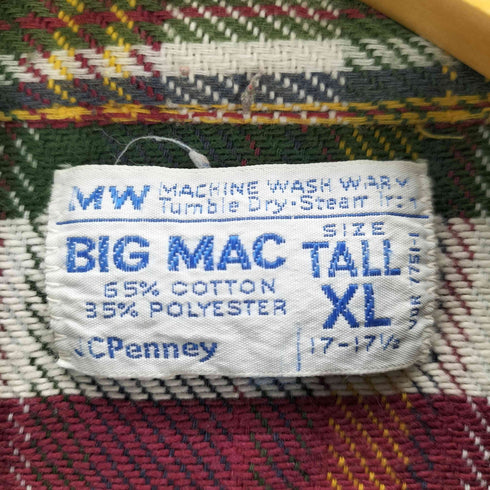 ビッグマックジェイシーペニー BIG MAC JCPenney 70S 単色タグ チェック柄 ネルシャツ メンズ JPN:XL