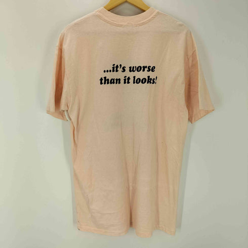 プリントクルーネックTシャツ 裾袖シングル メンズ