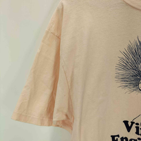 プリントクルーネックTシャツ 裾袖シングル メンズ
