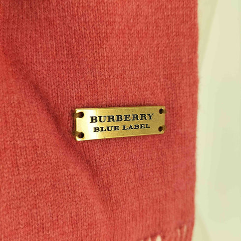 バーバリーブルーレーベル BURBERRY BLUE LABEL ロゴプレート フリンジ マフラー レディース