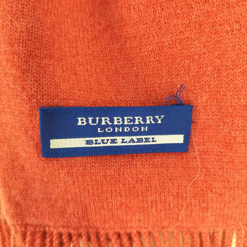 バーバリーブルーレーベル BURBERRY BLUE LABEL ロゴプレート フリンジ マフラー レディース