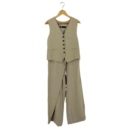 ザラ ZARA リネンブレンドパレオパンツ ベスト セットアップ レディース S
