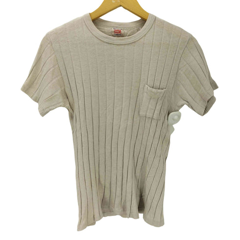ヘインズ Hanes 40S ポケット付き リブクルーネックTシャツ メンズ