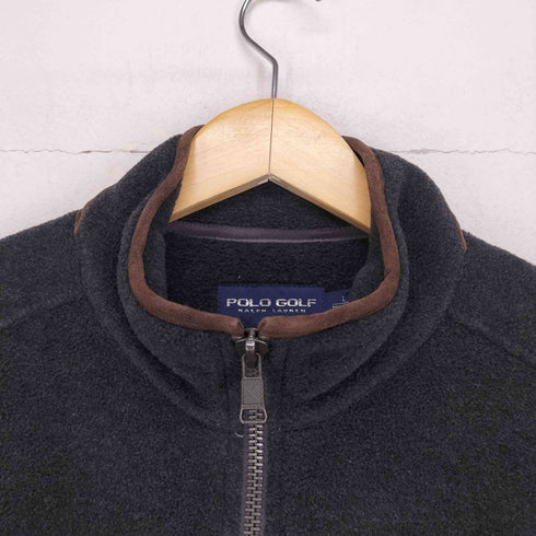 ポロゴルフラルフローレン POLO GOLF RALPH LAUREN ポニー刺繍レザーパイピングフリースジャケット メンズ JPN:L