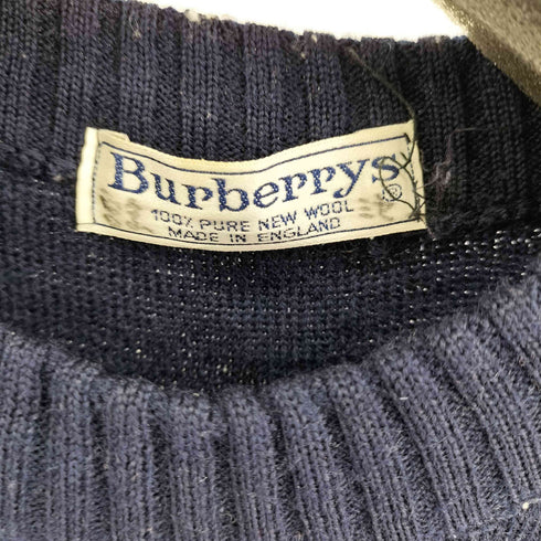 バーバリーズ BURBERRYS 90S ワンポイントロゴ刺繍 レザーパッチコマンドセーターニット メンズ