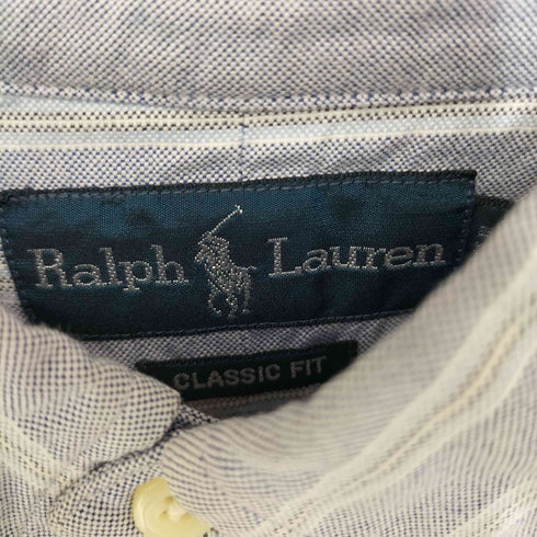 ラルフローレン RALPH LAUREN 80-90s ストライプ柄 ポニー刺繍 ボタンダウン ロングスリーブシャツ メンズ 17 1/2