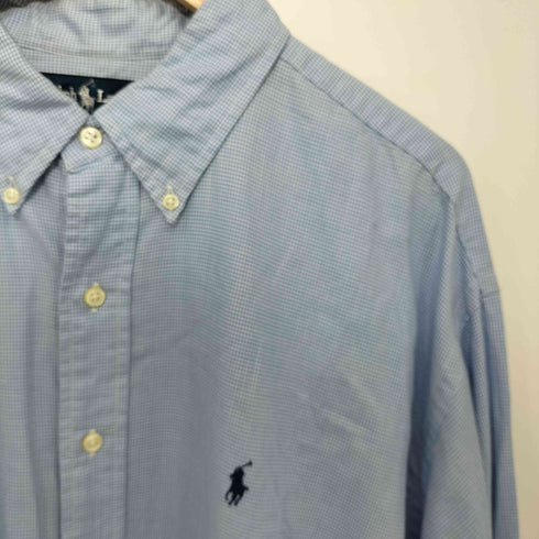ラルフローレン RALPH LAUREN 80-90s BLAKE 千鳥格子柄 ポニー刺繍 ボタンダウン ロングスリーブシャツ メンズ import:XL