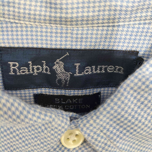 ラルフローレン RALPH LAUREN 80-90s BLAKE 千鳥格子柄 ポニー刺繍 ボタンダウン ロングスリーブシャツ メンズ import:XL