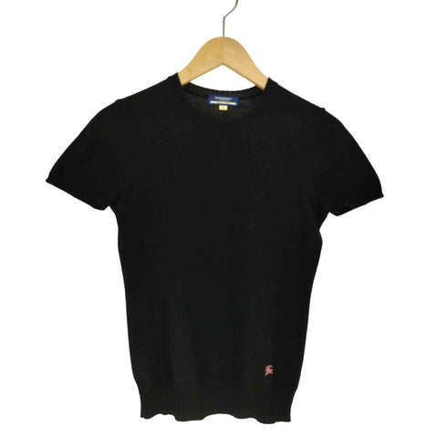 バーバリーブルーレーベル BURBERRY BLUE LABEL 裾ロゴ刺繍 クルーネック ニットTシャツ レディース EUR:38