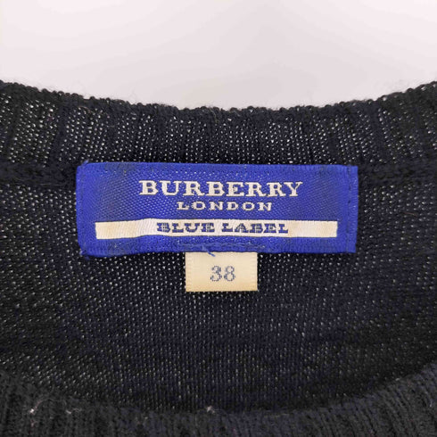 バーバリーブルーレーベル BURBERRY BLUE LABEL 裾ロゴ刺繍 クルーネック ニットTシャツ レディース EUR:38