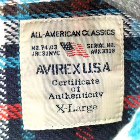 アヴィレックス AVIREX デイリーウェア コットン チェック フランネルシャツ メンズ import:XL