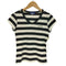 バーバリーブルーレーベル BURBERRY BLUE LABEL ハートロゴ刺繍 ボーダー Vネック Tシャツ レディース EUR:38