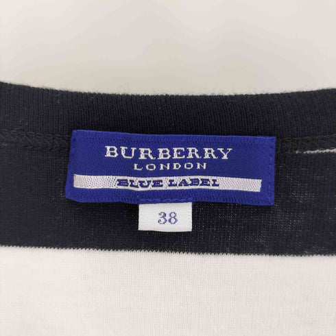 バーバリーブルーレーベル BURBERRY BLUE LABEL ハートロゴ刺繍 ボーダー Vネック Tシャツ レディース EUR:38