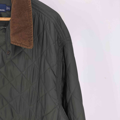 ポロバイラルフローレン Polo by RALPH LAUREN 90S ロゴ革パッチ 襟コーデュロイ エルボーステッチ チンストラップ キルティングジャケット メンズ import:XL