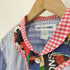 コムデギャルソンシャツ COMME des GARCONS SHIRT 13SS フランス製 ギンガムチェック 総柄 切替 ショールカラー ストライプシャツ メンズ JPN:S