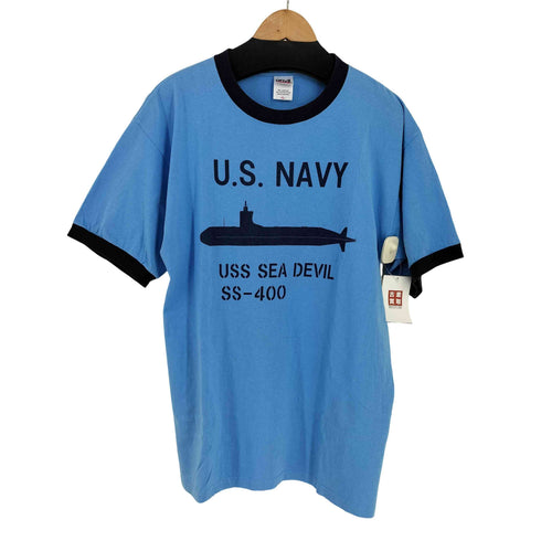 ユーエスネイビー U.S.NAVY 両面プリントリンガーTシャツ サブマリン USS SEA DEVIL SS-400 メンズ import:L