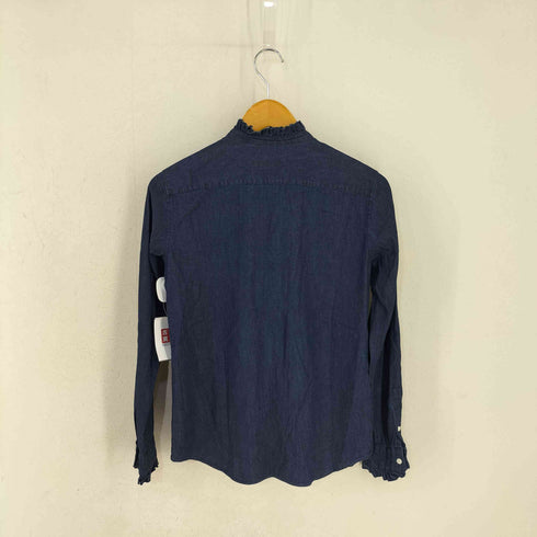 メーカーズシャツカマクラ Makers Shirt 鎌倉 インディゴ デザインシャツ 襟袖フリル レディース JPN:38