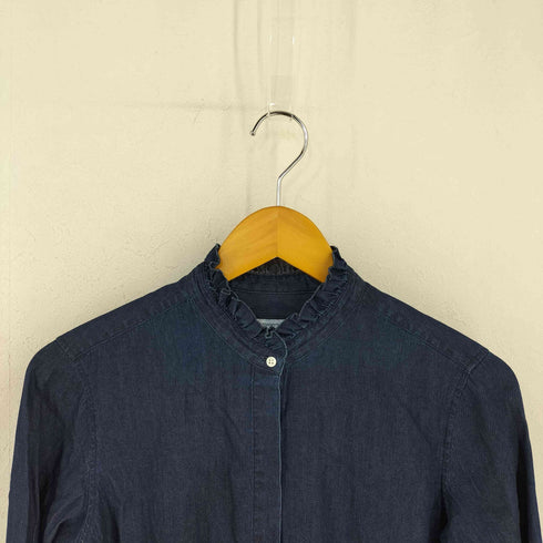 メーカーズシャツカマクラ Makers Shirt 鎌倉 インディゴ デザインシャツ 襟袖フリル レディース JPN:38