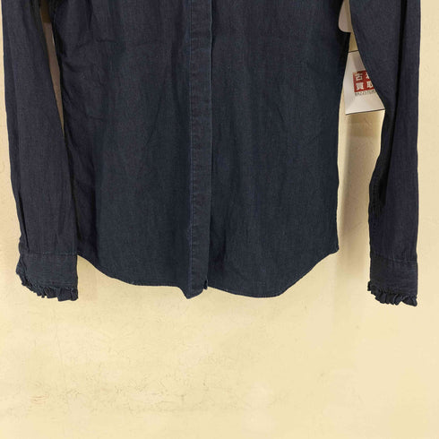 メーカーズシャツカマクラ Makers Shirt 鎌倉 インディゴ デザインシャツ 襟袖フリル レディース JPN:38