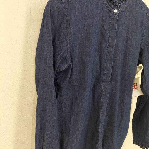 メーカーズシャツカマクラ Makers Shirt 鎌倉 インディゴ デザインシャツ 襟袖フリル レディース JPN:38