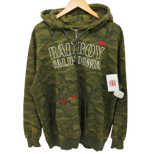 バッドボーイ BADBOY 90-2000s Y2K カモ柄 ロゴプリント ジップアップパーカー メンズ LL