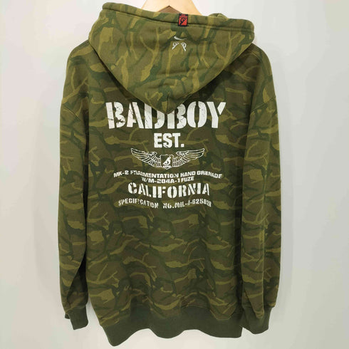 バッドボーイ BADBOY 90-2000s Y2K カモ柄 ロゴプリント ジップアップパーカー メンズ LL