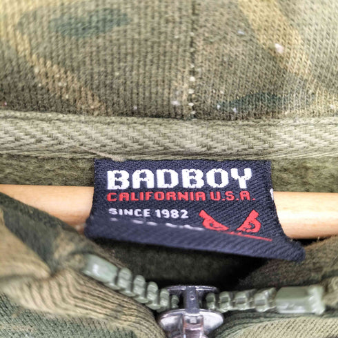 バッドボーイ BADBOY 90-2000s Y2K カモ柄 ロゴプリント ジップアップパーカー メンズ LL