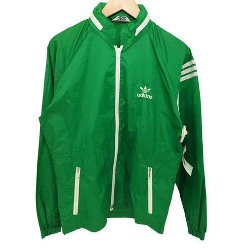 アディダス adidas 70-80s デサント製 トレフォイユロゴ ジップアップ ナイロンジャケット メンズ import:S