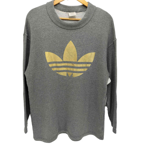 アディダス adidas 80-90s デサント製 トレフォイルロゴ ロングスリーブ スウェット メンズ M-L