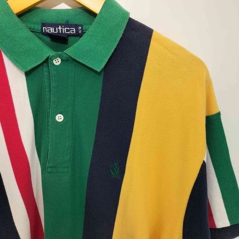 ノーティカ NAUTICA 80-90s ロゴ刺繍 マルチカラーポロシャツ メンズ JPN:M