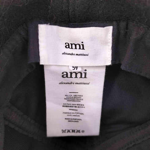 アミアレクサンドルマテュッシ AMI ALEXANDRE MATTIUSSI Ear Flap Cap Logo Patch Hat イヤーフラップ ウールキャップ メンズ 59