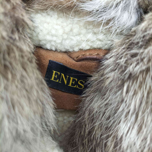 ENES ラビットファー シープレザー ムートンコート レディース JPN:36