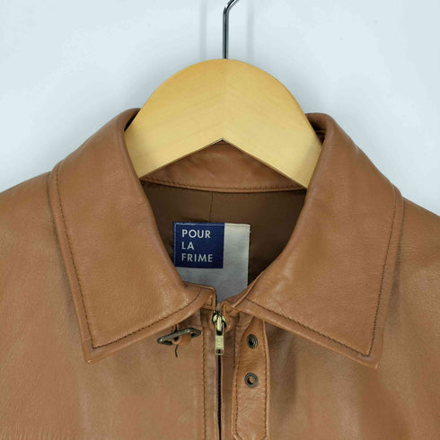 POUR LA FRIME シープレザー ジップアップジャケット レディース