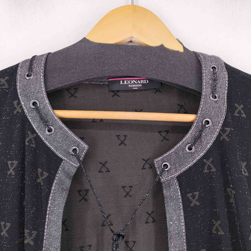 レオナール LEONARD L/S 総柄シルク混カーディガン レディース LL
