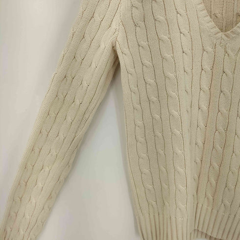 ラルフローレンスポーツ RALPH LAUREN SPORT スモールポニー刺繍ケーブル編みVネックニット レディース import:S