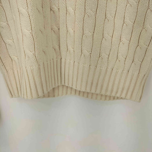 ラルフローレンスポーツ RALPH LAUREN SPORT スモールポニー刺繍ケーブル編みVネックニット レディース import:S