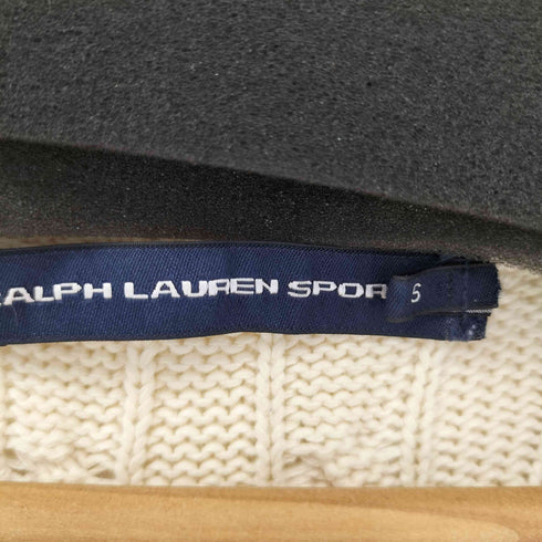 ラルフローレンスポーツ RALPH LAUREN SPORT スモールポニー刺繍ケーブル編みVネックニット レディース import:S