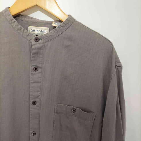 ムラーノ MURANO 80-90s レーヨン混 ロングスリーブ バンドカラーシャツ メンズ import:XL