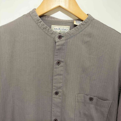 ムラーノ MURANO 80-90s レーヨン混 ロングスリーブ バンドカラーシャツ メンズ import:XL