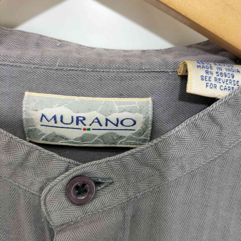 ムラーノ MURANO 80-90s レーヨン混 ロングスリーブ バンドカラーシャツ メンズ import:XL