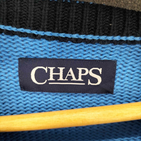 チャップス CHAPS XL コットン100% クルーネックニット エンブレム刺繍 メンズ XL
