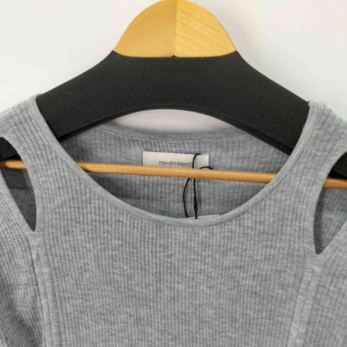 ミームセレクト me+em select カットアウトシャーリングリボンリブニットトップス レディース ONE SIZE