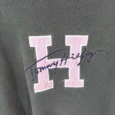 トミーヒルフィガー TOMMY HILFIGER 90S XL コットン100% クルーネックニット フロント刺繍 メンズ XL