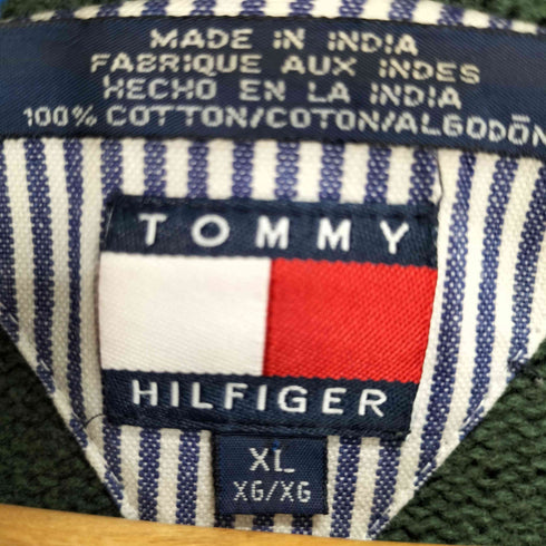 トミーヒルフィガー TOMMY HILFIGER 90S XL コットン100% クルーネックニット フロント刺繍 メンズ XL