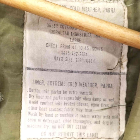 ユーエスアーミー U.S. ARMY 70S M-65 EXTREME COLD WEATHER FISHTAIL ARMY PARKA ライナー付き メンズ XL-R